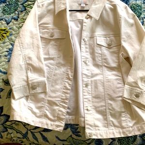 Denim and Co white three quarter length sleeve Jean jacket